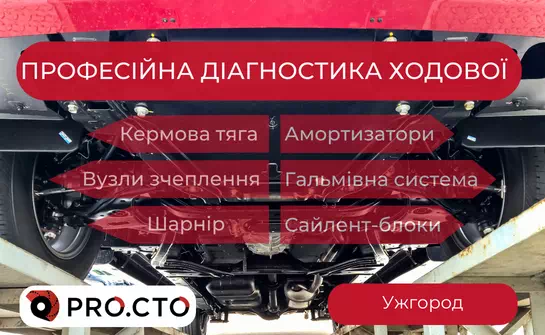 Ходова частина авто з адресою та телефоном «PRO.СТО»